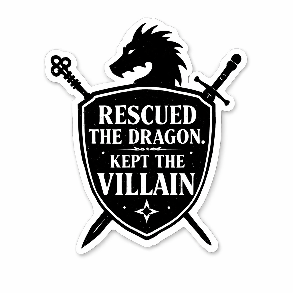 Rescued The Dragon Kept The Villain Vinyl Bookish Sticker