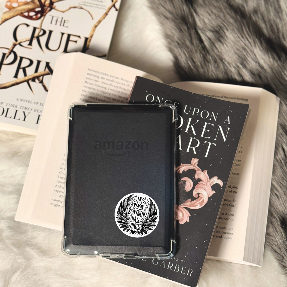 My Book Boyfriend Has Wings Vinyl Bookish Sticker