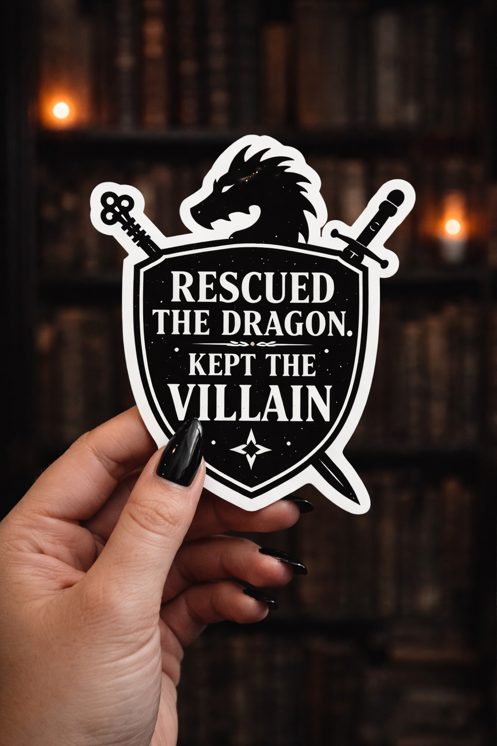 Rescued The Dragon Kept The Villain Vinyl Bookish Sticker