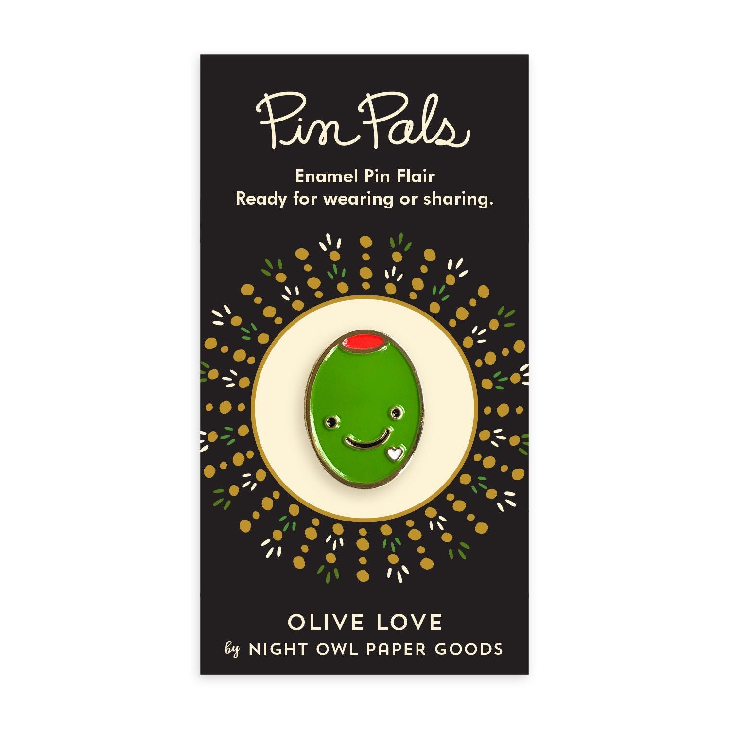 Olive Love Enamel Pin