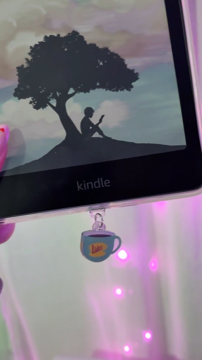 Gilmore Girls Inspired Luke's Coffee USB-C Dust Plug, Cup Charm, Hook Clasp, Holographic Finish